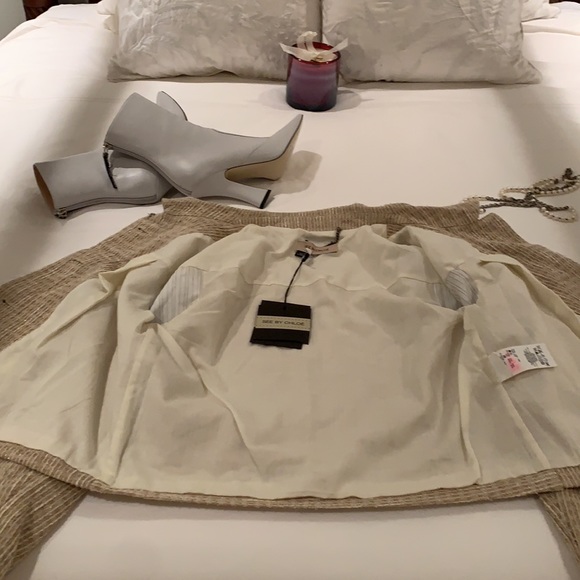 SEE BY CHLOE 60’s CHIC CROPPED METALLIC JACKET WITH 3/4 SLEEVES IN MULTI TWEED 4 - Picture 7 of 9